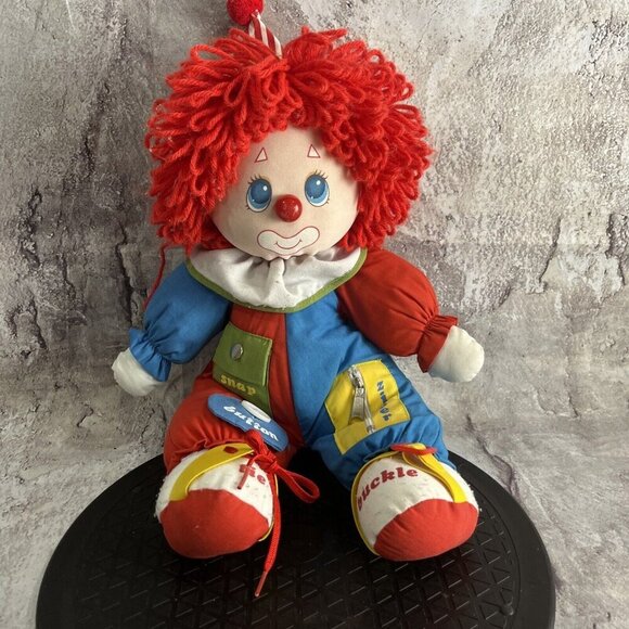 Vtg 1985 AmToy Inc Learn To Dress Clown Plush Stuffed Doll 80s Motor Skills Kids - Picture 1 of 5